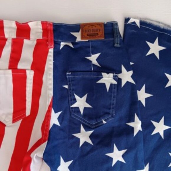Ranch Dress'n Super Flare American Flag Denim Jeans Bell Bottoms Size 0 NWOT - Picture 8 of 11